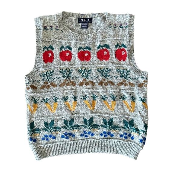 OMI Casual Gray Fruit Fun Summer Boho Festival Vest - Picture 5 of 5